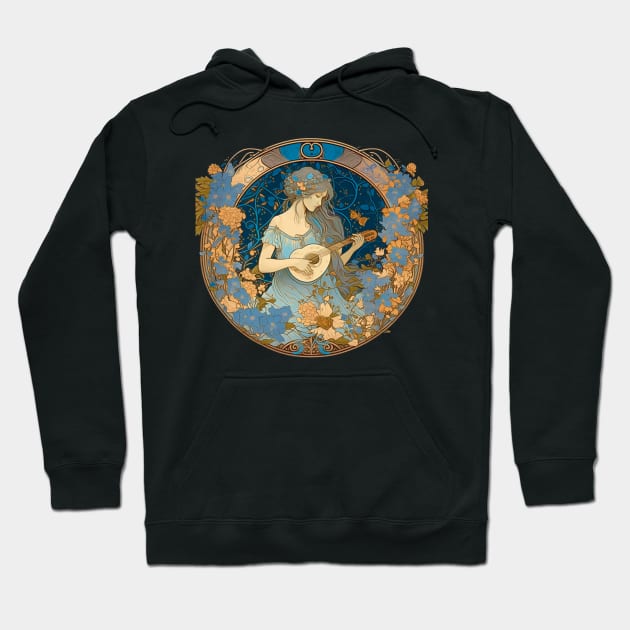 Lute Player in a Garden Hoodie by April Snow 